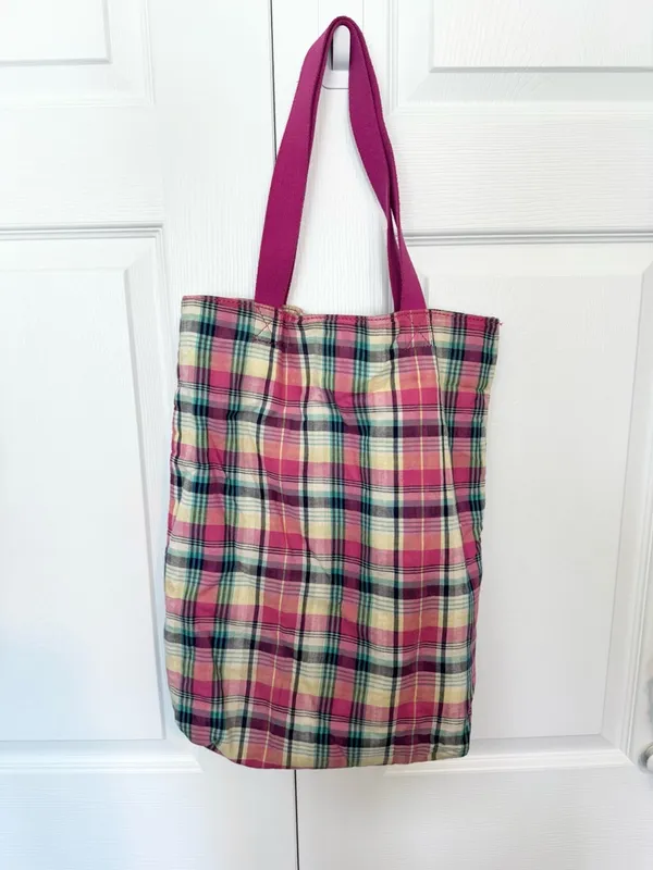 Vintage American Eagle AE Everyday Tote Pink Plaid “77” Canvas Y2K Shoulder Bag - Image 4