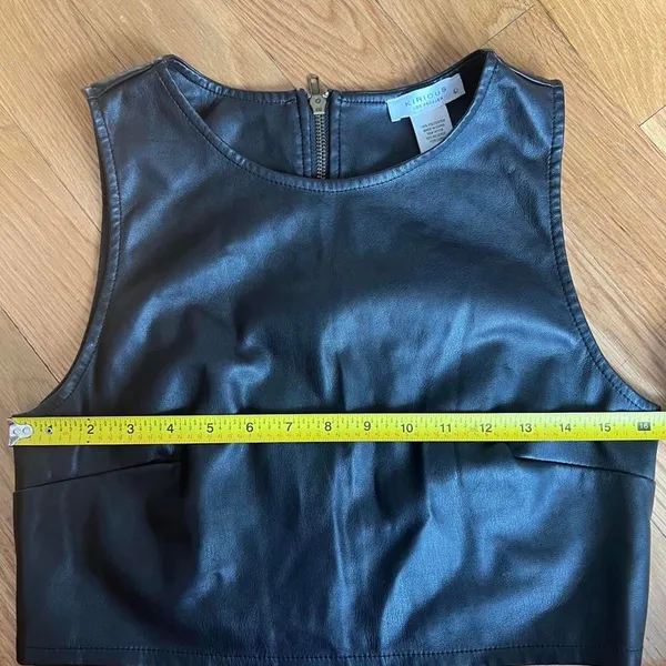 Black Leather Matching Set Crop Top Mini Skirt Faux Leather Sz S - Image 7