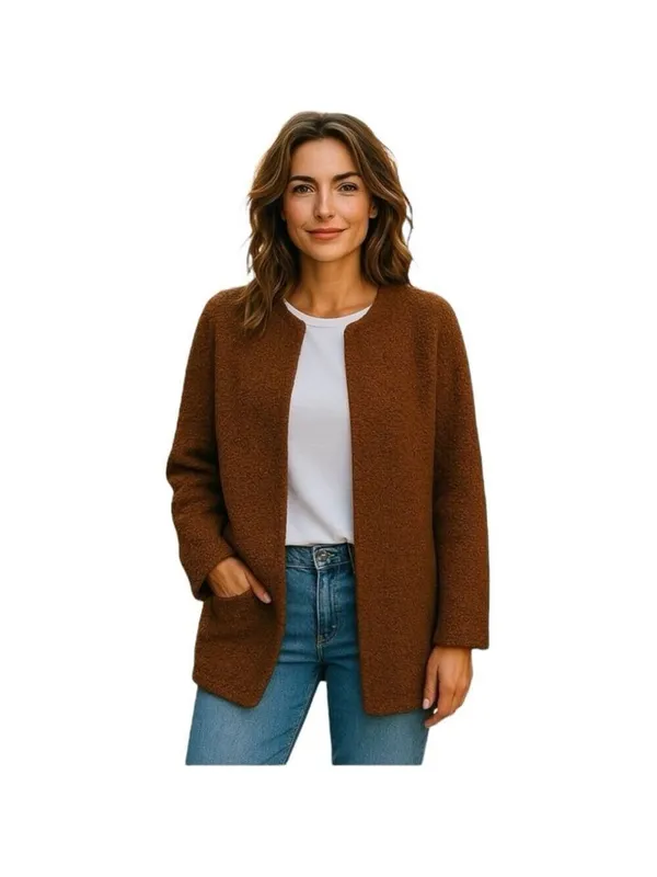 Teddy Jacket Coat Women’s Size Medium Brown Max Studio - Image 2