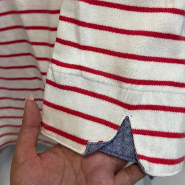 Nautica Striped Chambray Cuffed Sleeve Cotton Top Plus Size XXL - Image 5