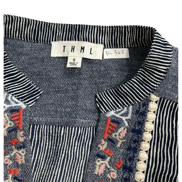 THML Women Size Small Bohemian Shirt Top Sleeveless Blue (31-365) - Image 3