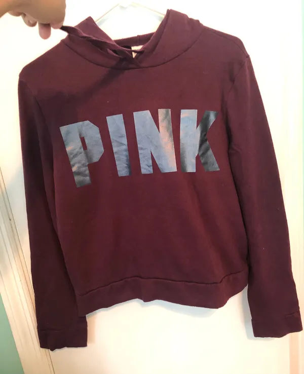 PINK - Victoria's Secret Burgundy Hoodie Size Medium - Image 3