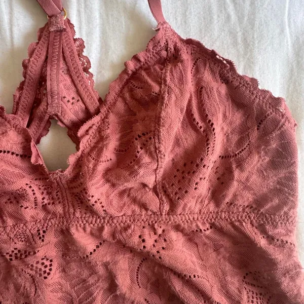 Aerie Boho Lace Racerback Dusty Pink Bralette Small - Image 2