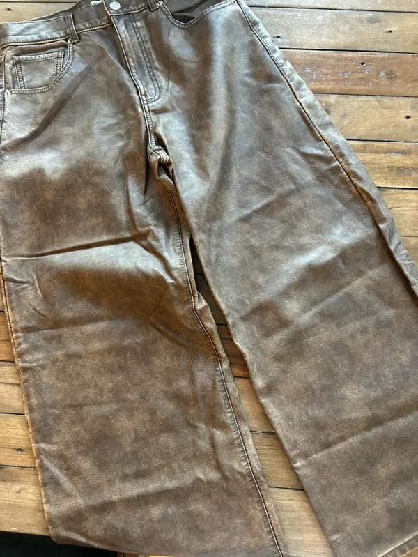 Free People We the Free Misha Barrel Vegan Brown Pants 28 - Image 10