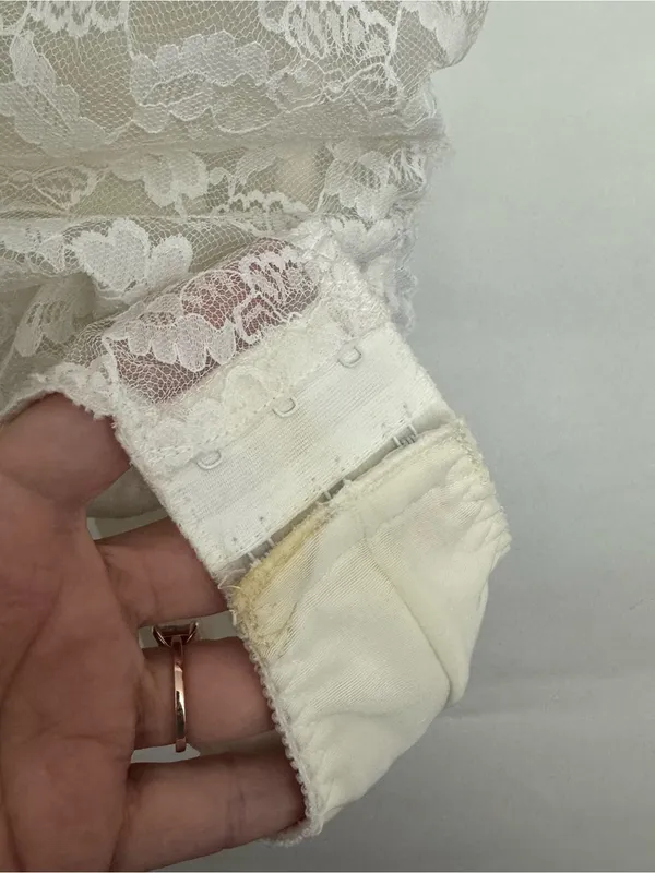 Vintage Union Made Dolores for Poirette Lace Bustier Bodysuit Ivory Lingerie 36 - Image 2
