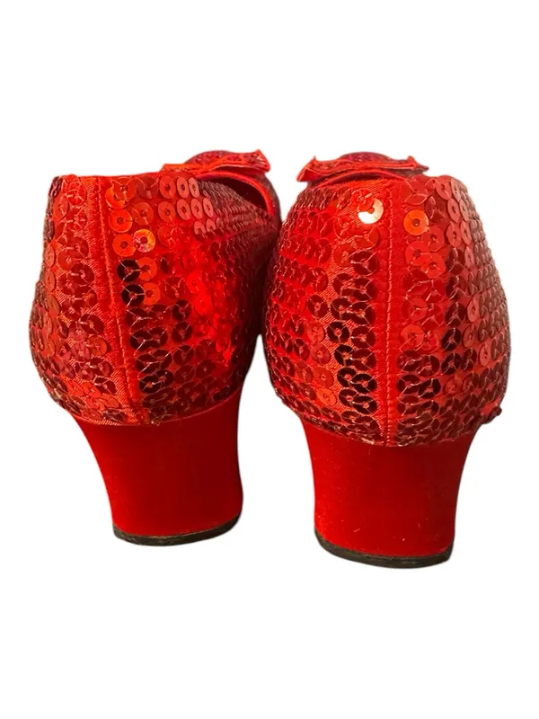 Ellie Dorothy Ruby Slippers Red Sequin Costume Heels Size 8 - Image 4