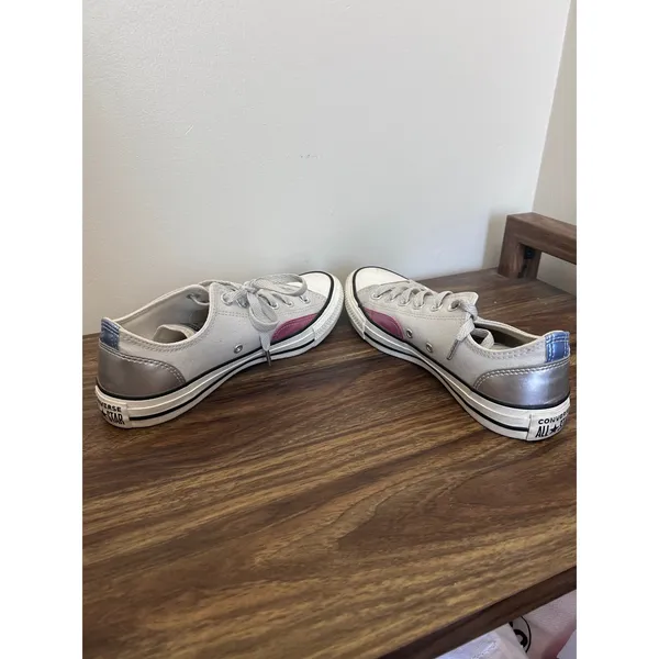 Converse All Star Chuck Taylor Grey Pink Silver Metallic Sneakers size 8 A09799F - Image 5