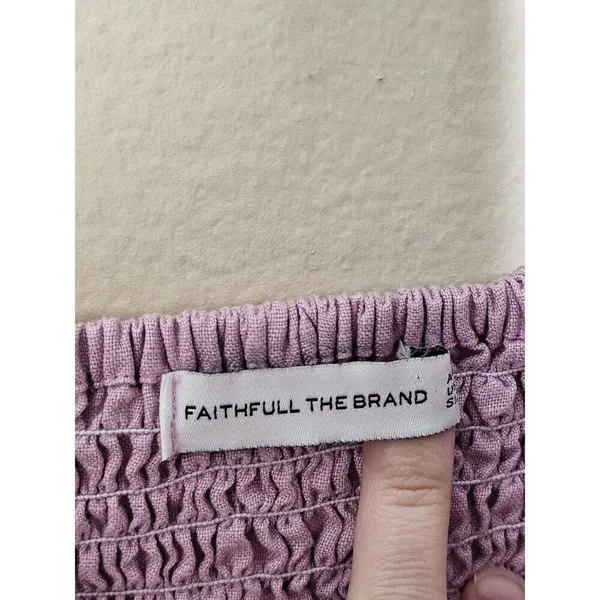 Faithful the Brand Annibelis Linen Mini Dress‎ Lilac Puff Sleeves Size Small - Image 5