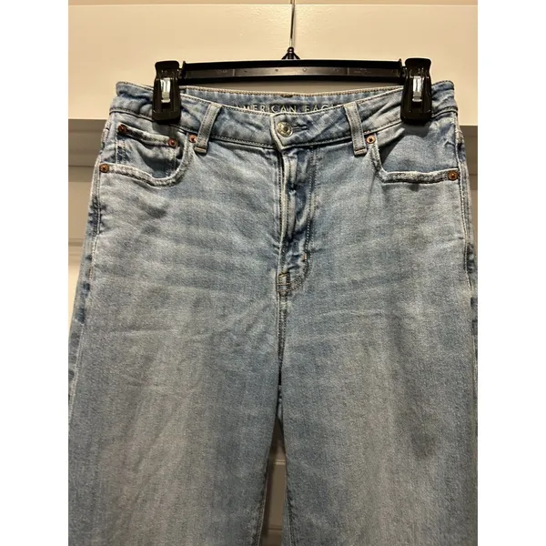 American Eagle Super High Rise Baggy Wide Leg Jeans Womens size 2 Grunge Skater - Image 2