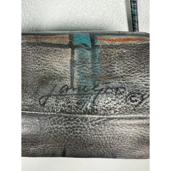 Jane Yoo Hand Painted Handpainted Crossbody Purse Handbag Abstract Signed - Image 4