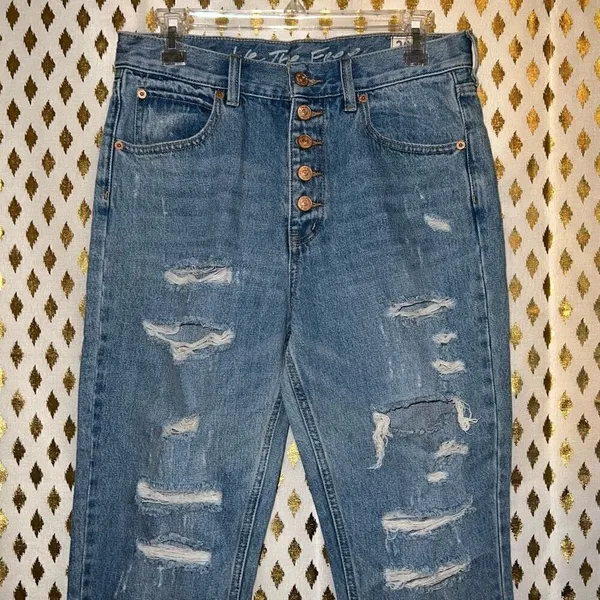 Free people we the people blossom jeans 5 button light wash raw hem size 28 - Image 5