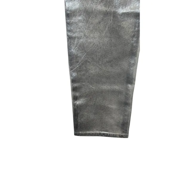 Lucky Brand Women's Jeans 90s Loose High‎ Rise Metallic Crop Shiny Silver 4/27 - Image 9
