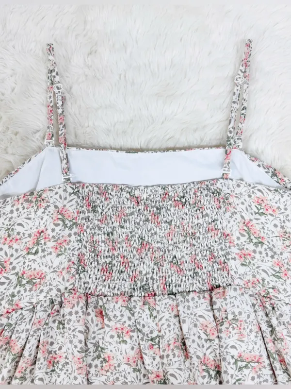 Peach Floral Spaghetti Strap Midi Dress Large Cottagecore Summer Wedding Guest - Image 8