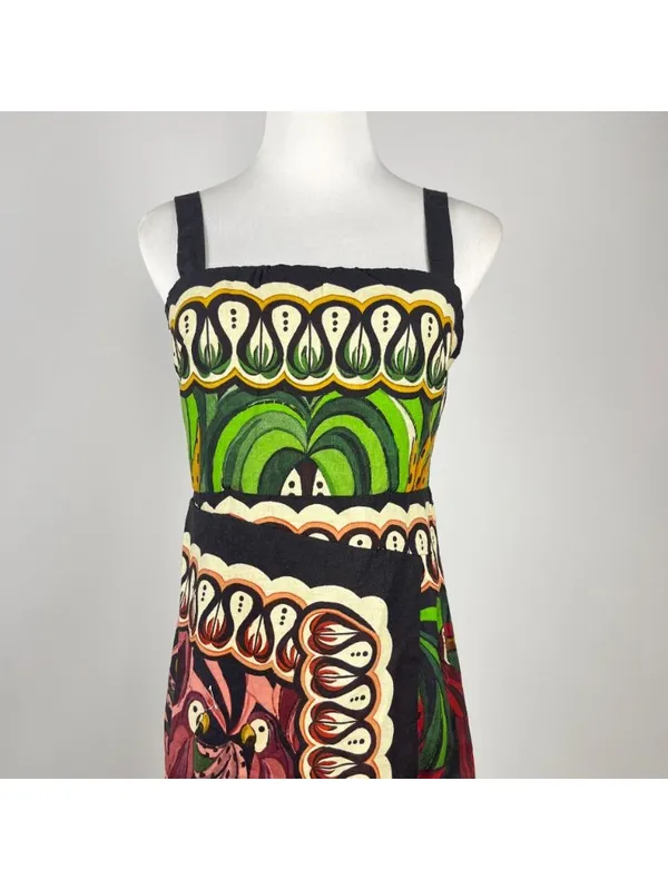 NWOT Farm Rio Multicolor Sleeveless Linen Blend Floral Midi Dress Size XS - Image 4