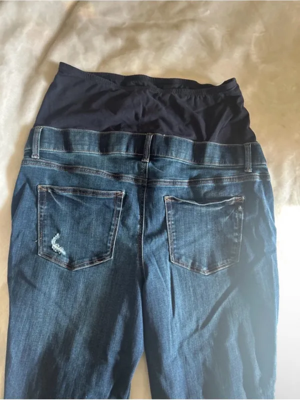 EUC Maurices Maternity Dark Blue Stretch Denim Jeggings with Overband - Image 7