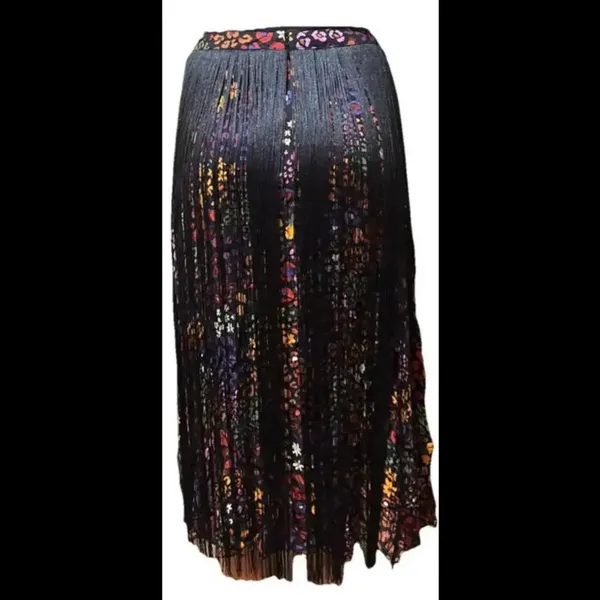 Farm Rio Hippie Boho Y2K Multicolor Floral‎ Midi Skirt W/ Black Fringe - Image 10
