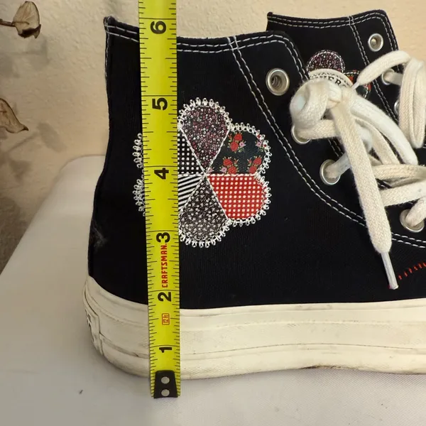 Converse Chuck Taylor All Star Lift Platform Black Flower Floral Stitching 5.5 - Image 2