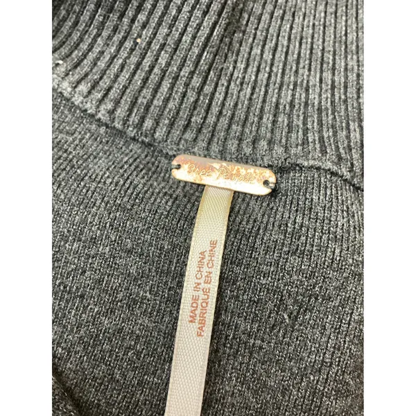 Free‎ People Womens Striped Quarter Zip Tunic Sweater Grey Tan Size M Oversized - Image 4
