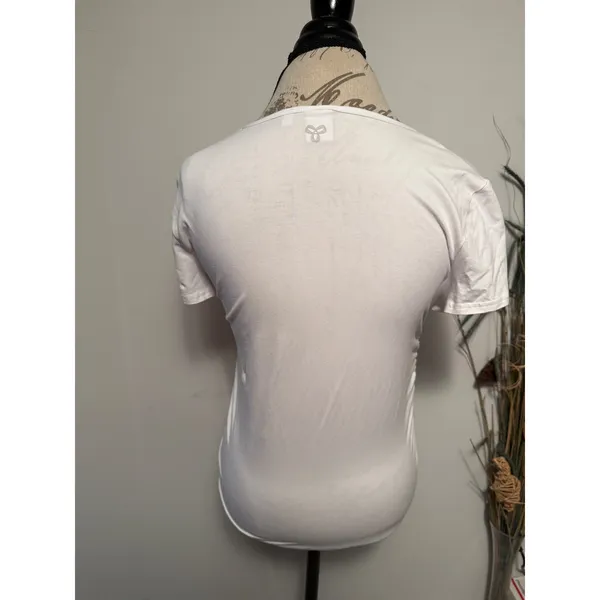 Tna Womens White Ruched Side Short Sleeve Tee‎ Shirt Size L - Image 3