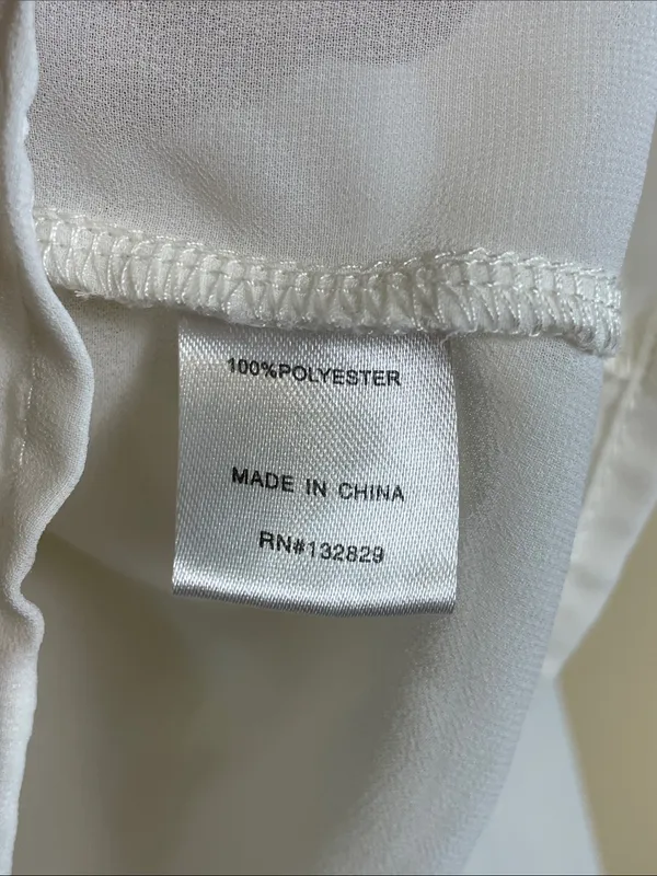 Superdown Women’s Sheer Cropped White V-Neck Chic Office Button-Up Blouse - Image 6