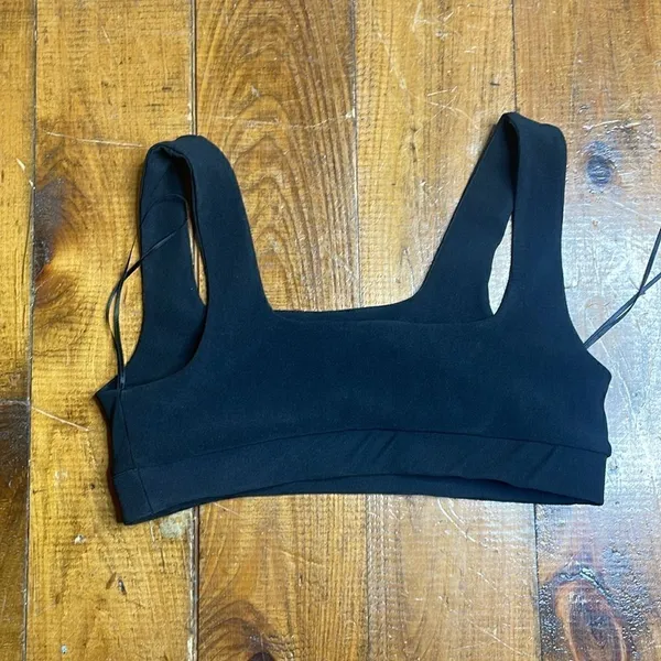 Zara Black Textured Ottoman Crop Top Black with Gold Buttons Large - Image 9