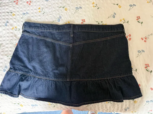 Abercrombie Mid Rise Drop-Waist Ruffle Denim Mini Skirt - Image 2