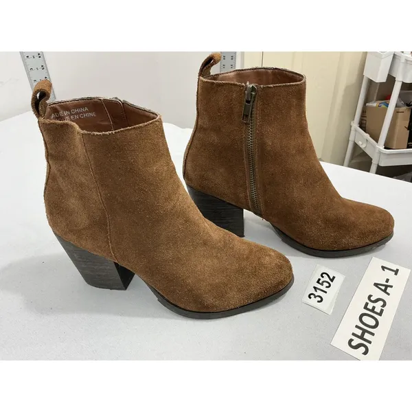 Womans Ecote Size 6 Cognac Suede Zip Block Heel Ankle Boots - Image 2