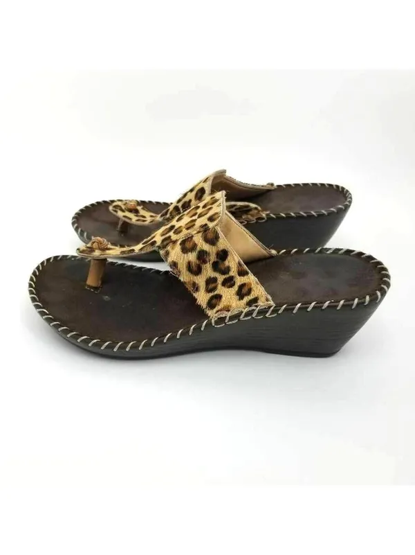 Gabriella Womens Thong Sandals Black Animal Print - Image 2
