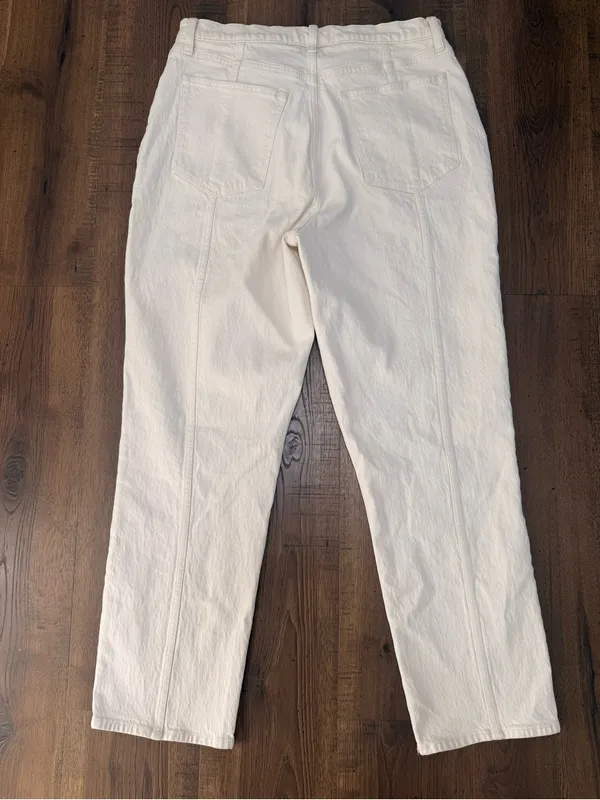 Abercrombie & Fitch 90s Straight Ultra High Rise Curve Love White Denim Jeans 32 - Image 2