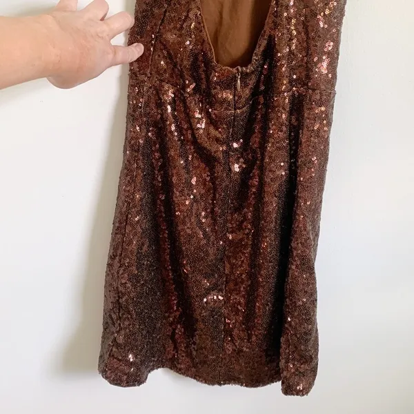 Nasty Gal “Don’t Cross Me” Brown Sequin Dress Y2K NYE - Image 7