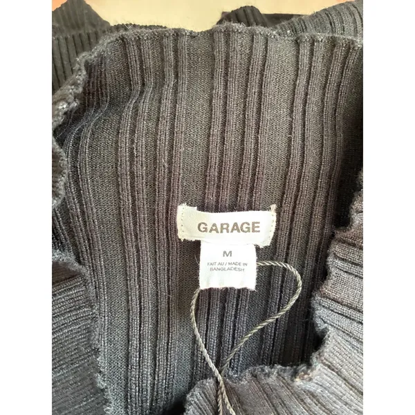 NWT Garage Jet Black Ribbed Mock Neck Crop‎ Bodycon Sweater NWT Size Medium - Image 6