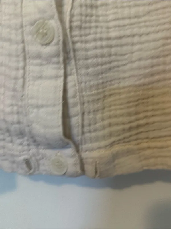 Free People Textured Cotton Long Sleeve Button Blouse Womens Medium Cream - Image 4