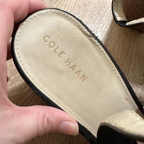 Cole Haan | Black Leather Slingback‎ Block Heel Pointed Toe Pumps Shoe, Size 9.5 - Image 5