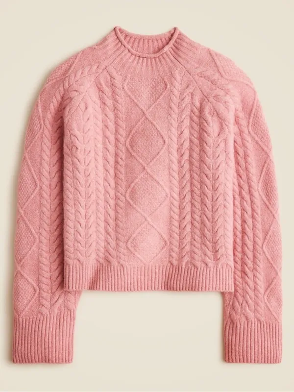 J. Crew Cable-knit Rollneck‎ Sweater in Supersoft Yarn Size Small Dusty Pink - Image 3