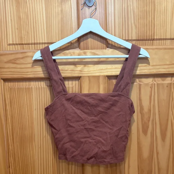 Abercrombie & Fitch Size Large Brown Ribbed Crop Top Tank Top - Image 2