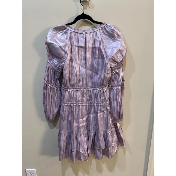 Cinq à Sept Tammy Tiered Pleated Dress Size 4‎ Fairy Core Iris Milkmaid Ruched - Image 3