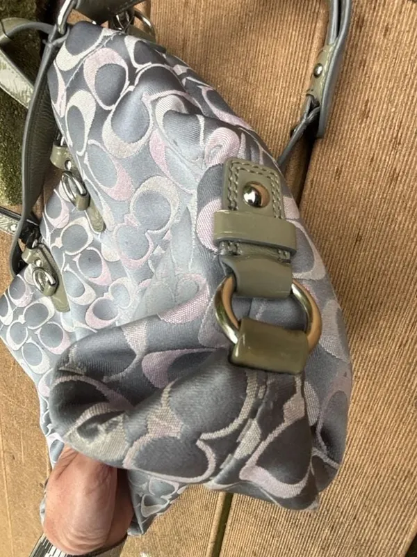 COACH Ashley Signature Sateen Carryall Satchel Handbag Purse Grey Pink F18450 - Image 5