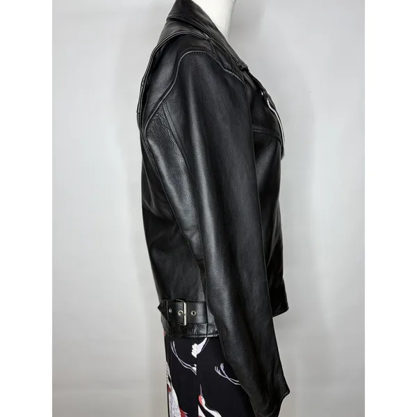 River Road Women's Small Black Cowhide Leather Motorcycle Moto Biker Jacket - Image 7