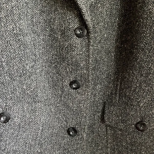 LL Bean Grey Herringbone Tweed Wool Silk Blazer Riding Jacket Heritage Classic - Image 4