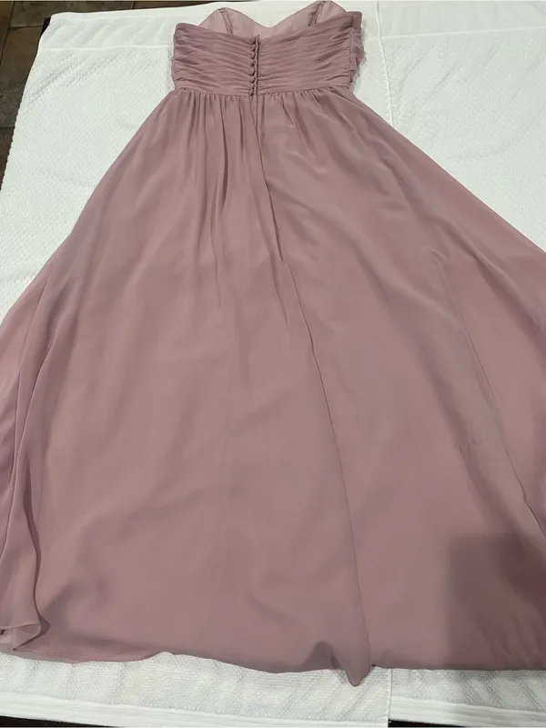 Alfred Angelo Blush Pink Strapless Chiffon Dress - Image 4