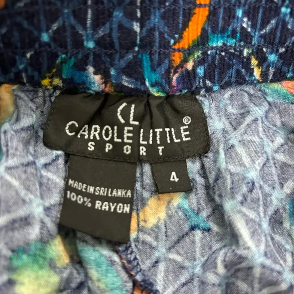 Vintage Culottes 90s Funky Fun Carole Little 100% Rayon Navy Blue Womens 4 - Image 2