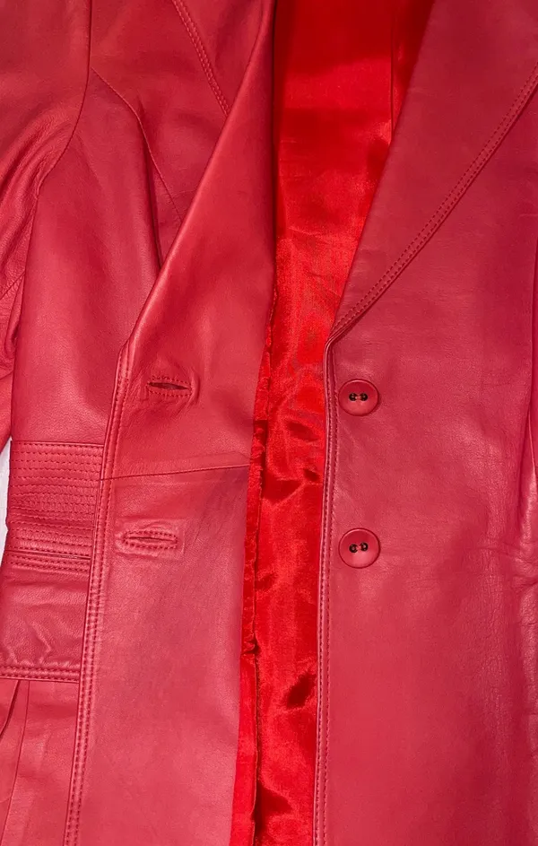 Tommy Bahama Red Leather Coat - Image 8