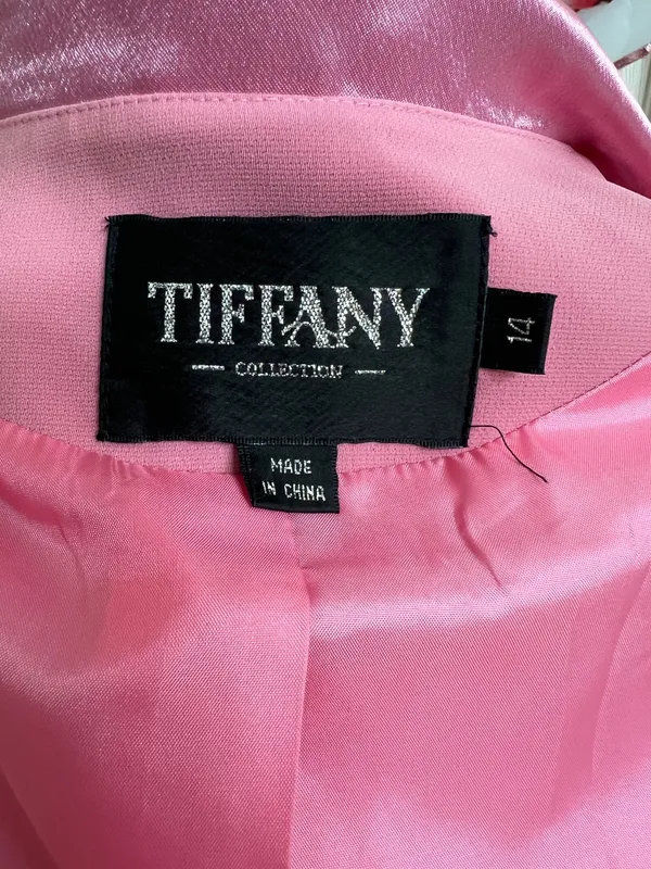 Tiffany Collection Pink Satin Trim Embroidered Embellished Blazer Size 14 - Image 8