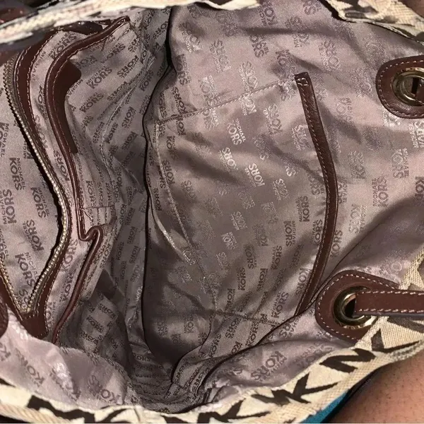Large Michael Kors Khaki Brown Signature Shoulder Bag - Image 4