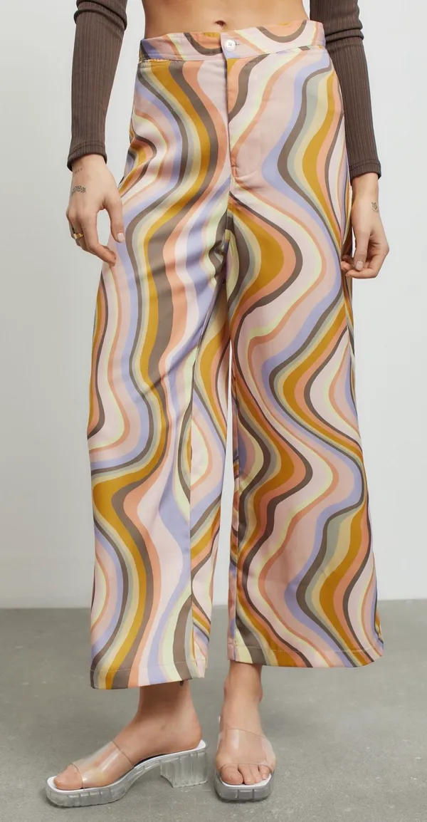 Urban Outfitters Satin Olympia Swirl Print Wide-Leg Pants Multicolor - Image 2