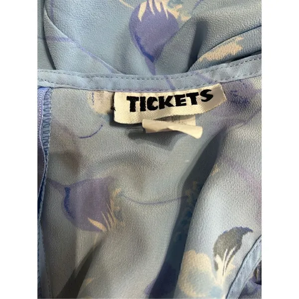Tickets Shift Dress Medium Sky Blue, Sleeveless, Floral Zip - Image 4