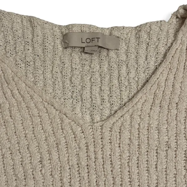 Women’s Loft Light Cream White Casual Long Sleeve V Neck Sweater - Image 4