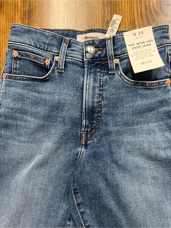 Madewell The Wide-Leg Crop Jean in Super Stretch Denim Oneida Wash Size 24 NWT - Image 9