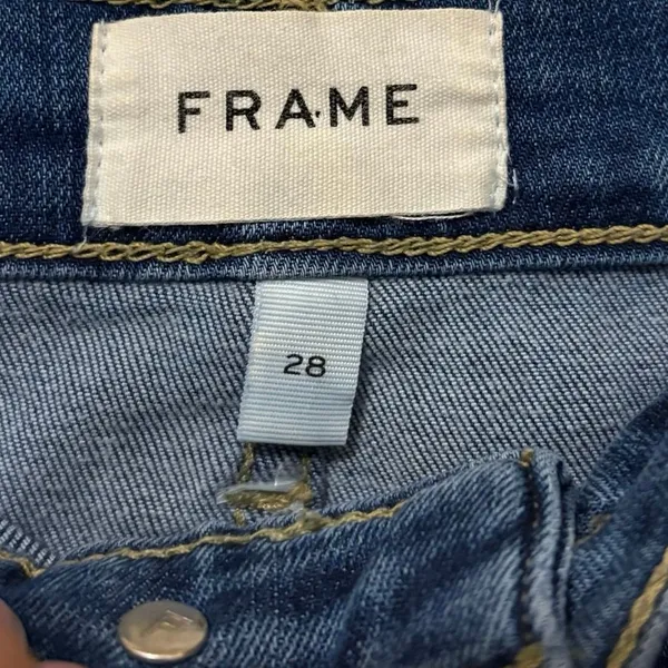 Frame Le High Straight Leg Raw Hem Jeans Size 28 - Image 3