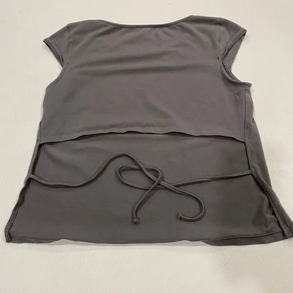 Garage Gray Scoop Neck Cap Sleeve Tee Shirt Women’s Size L - Image 2